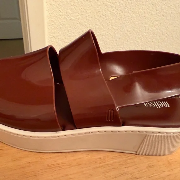 Melissa jelly banded Velcro sling backs - burgundy color - Picture 4 of 7